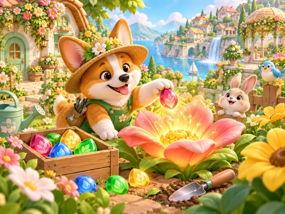 Original artwork for Paws & Petals